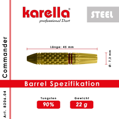 Steeldart Karella Commander, gold, 90% Tungsten, 22g