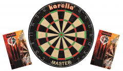 Karella Dartboard im Set inklusive 2 Satz Karella Blackstar Steel + Abwurflinie