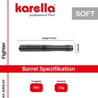Softdart Karella Fighter, schwarz, 90% Tungsten, 22g