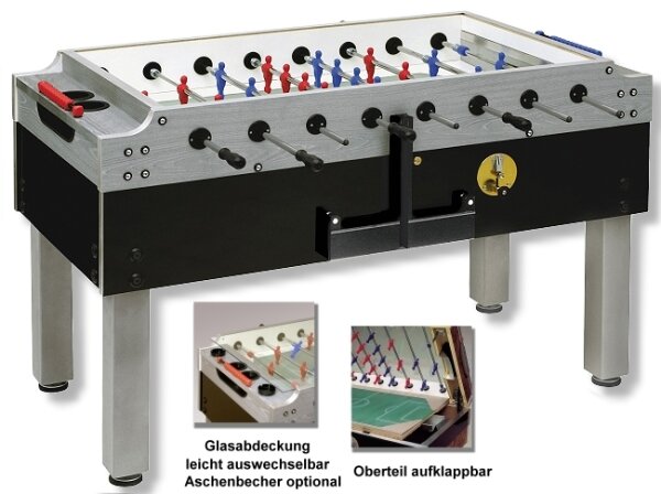Tischkicker Garlando Olympic Silver SA Münz 1,- € Glasabdeckung