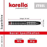 Steeldart Karella SuperDrive 22g schwarz 90% Tungsten