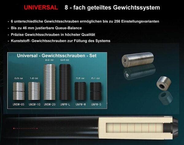 Gewichtsschrauben Universal Komplett-Set | 16-tlg.